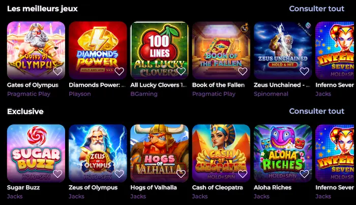 SpinMama Casino Jeux